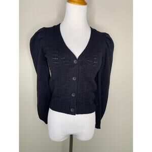Black Puff Sleeve Fitted Cardigan Sz Small Truth by Republic